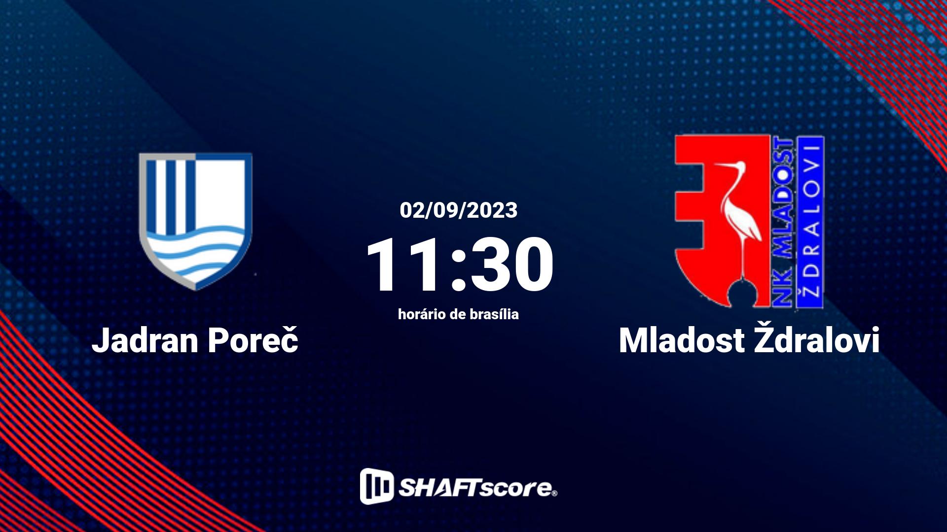 Estatísticas do jogo Jadran Poreč vs Mladost Ždralovi 02.09 11:30