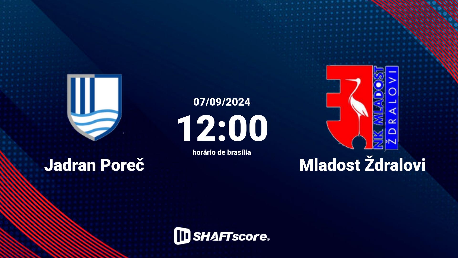 Estatísticas do jogo Jadran Poreč vs Mladost Ždralovi 07.09 12:00