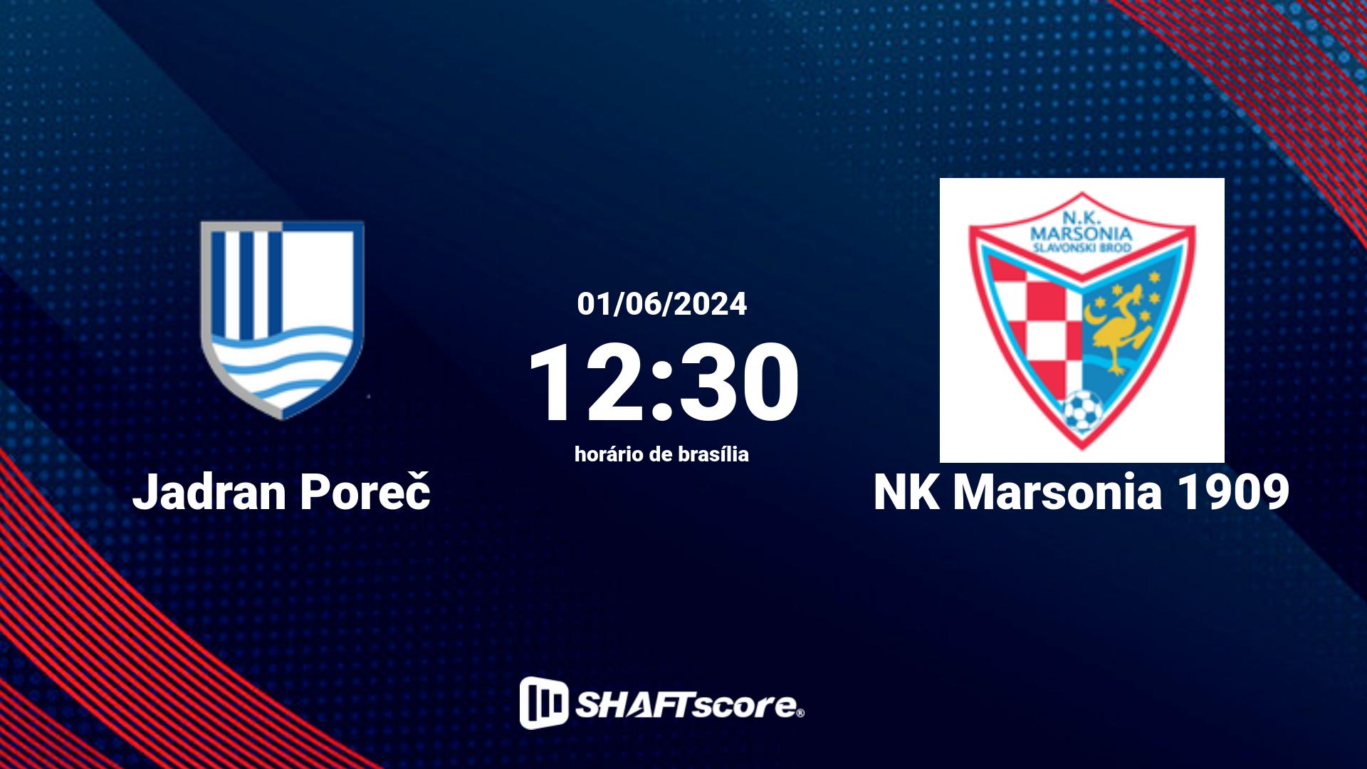 Estatísticas do jogo Jadran Poreč vs NK Marsonia 1909 01.06 12:30