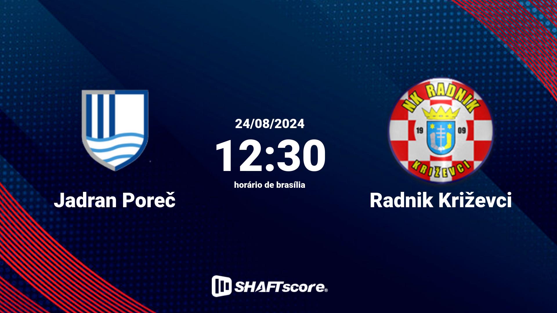 Estatísticas do jogo Jadran Poreč vs Radnik Križevci 24.08 12:30