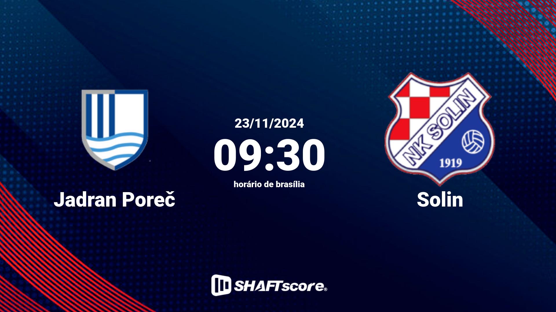 Estatísticas do jogo Jadran Poreč vs Solin 23.11 09:30