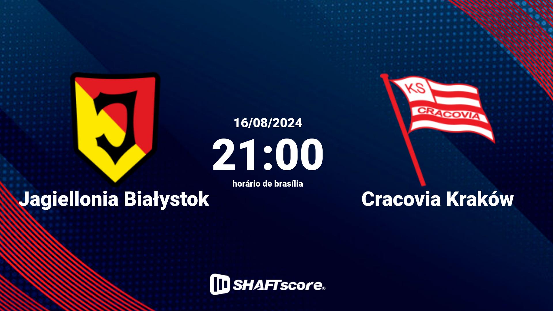 Estatísticas do jogo Jagiellonia Białystok vs Cracovia Kraków 16.08 21:00
