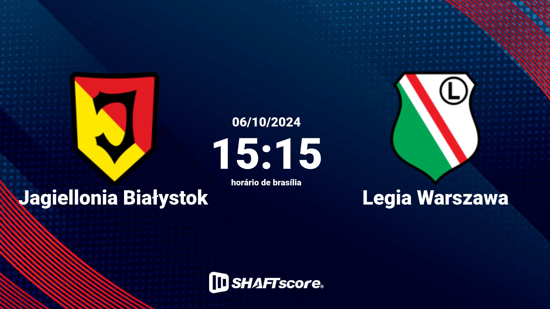 Estatísticas do jogo Jagiellonia Białystok vs Legia Warszawa 06.10 15:15