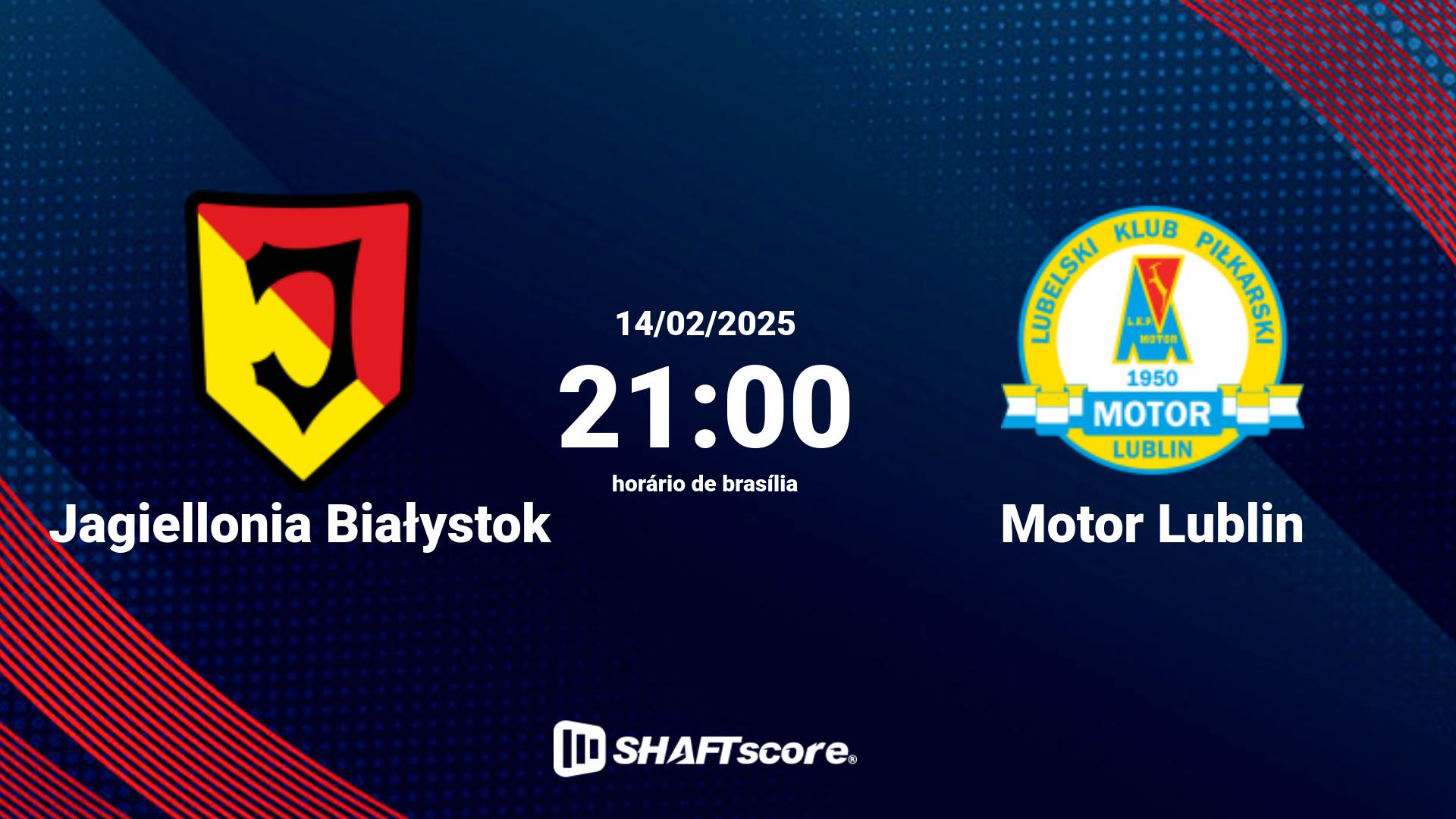 Estatísticas do jogo Jagiellonia Białystok vs Motor Lublin 14.02 21:00