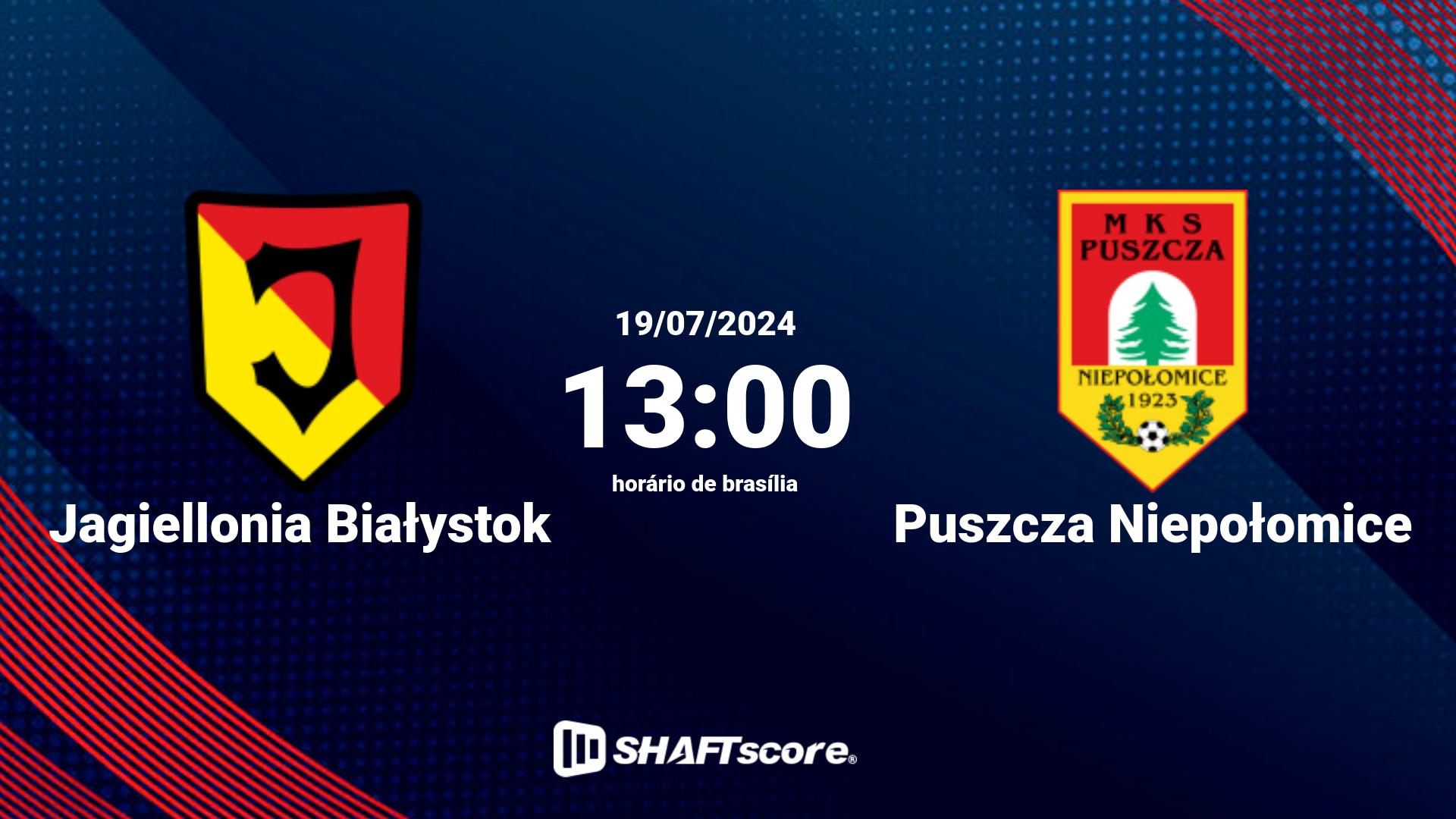 Estatísticas do jogo Jagiellonia Białystok vs Puszcza Niepołomice 19.07 13:00