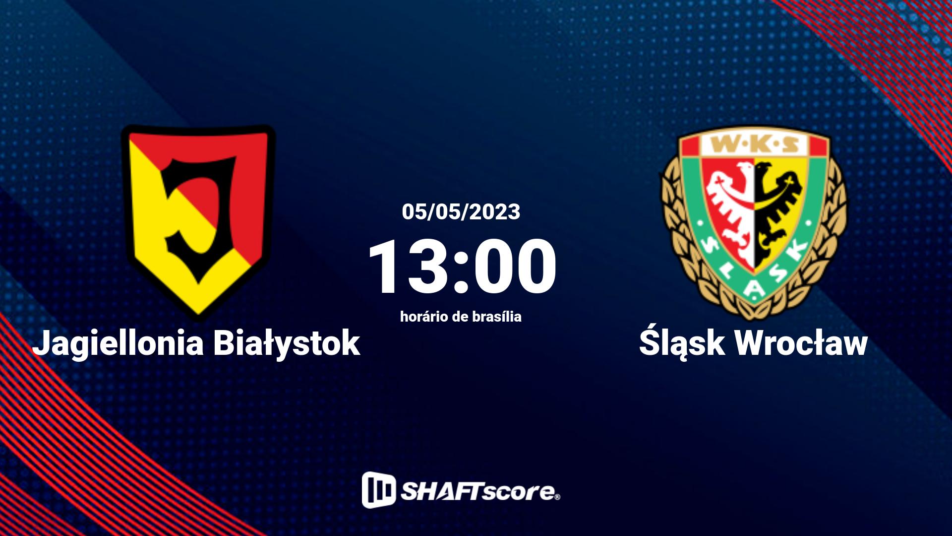 Estatísticas do jogo Jagiellonia Białystok vs Śląsk Wrocław 05.05 13:00