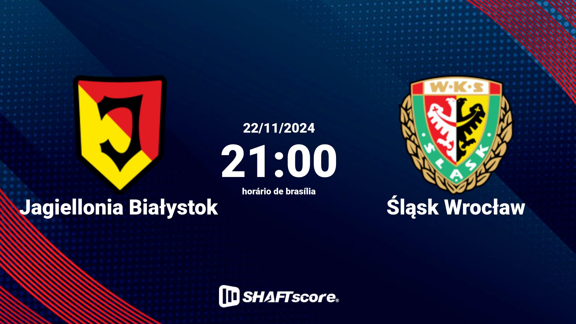 Estatísticas do jogo Jagiellonia Białystok vs Śląsk Wrocław 22.11 21:00