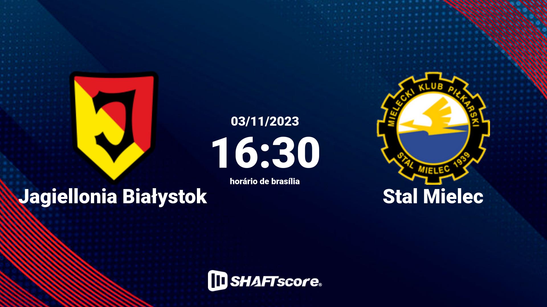 Estatísticas do jogo Jagiellonia Białystok vs Stal Mielec 03.11 16:30