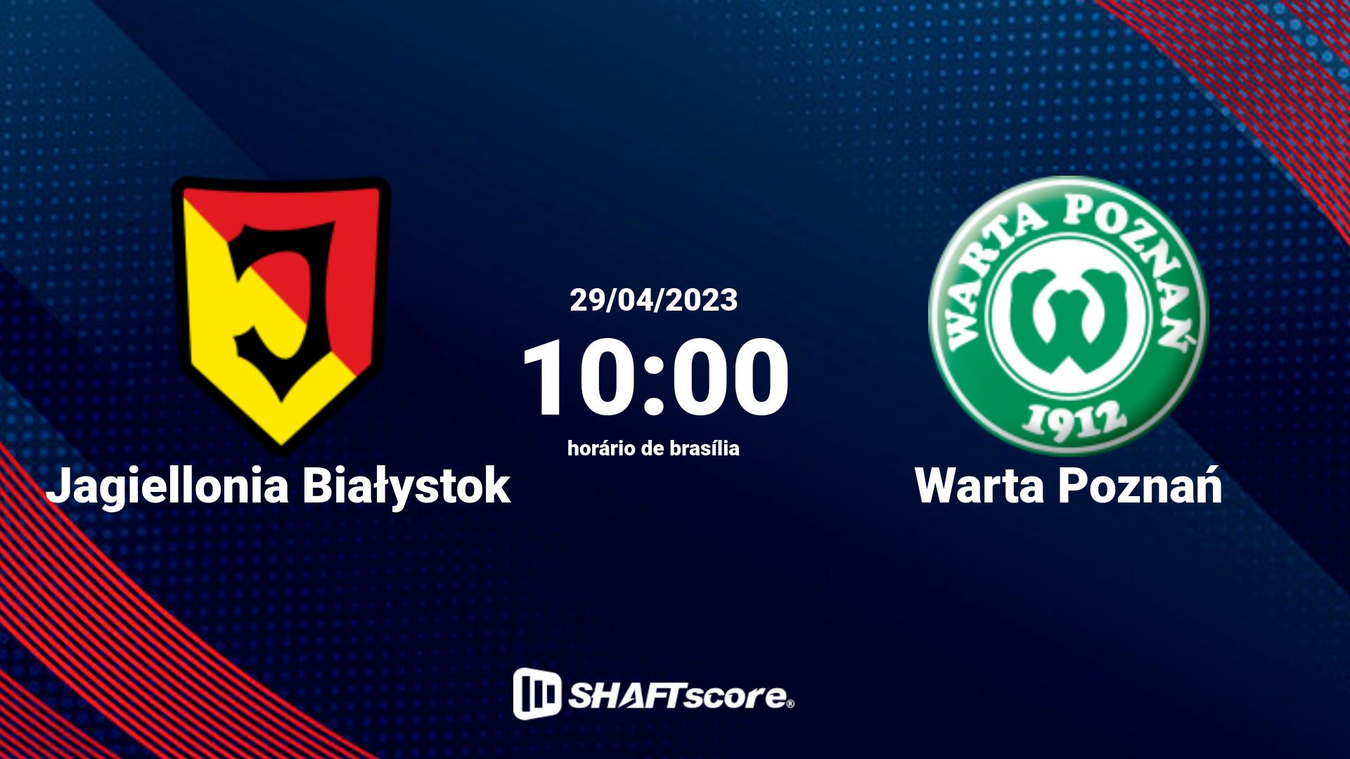 Estatísticas do jogo Jagiellonia Białystok vs Warta Poznań 29.04 10:00