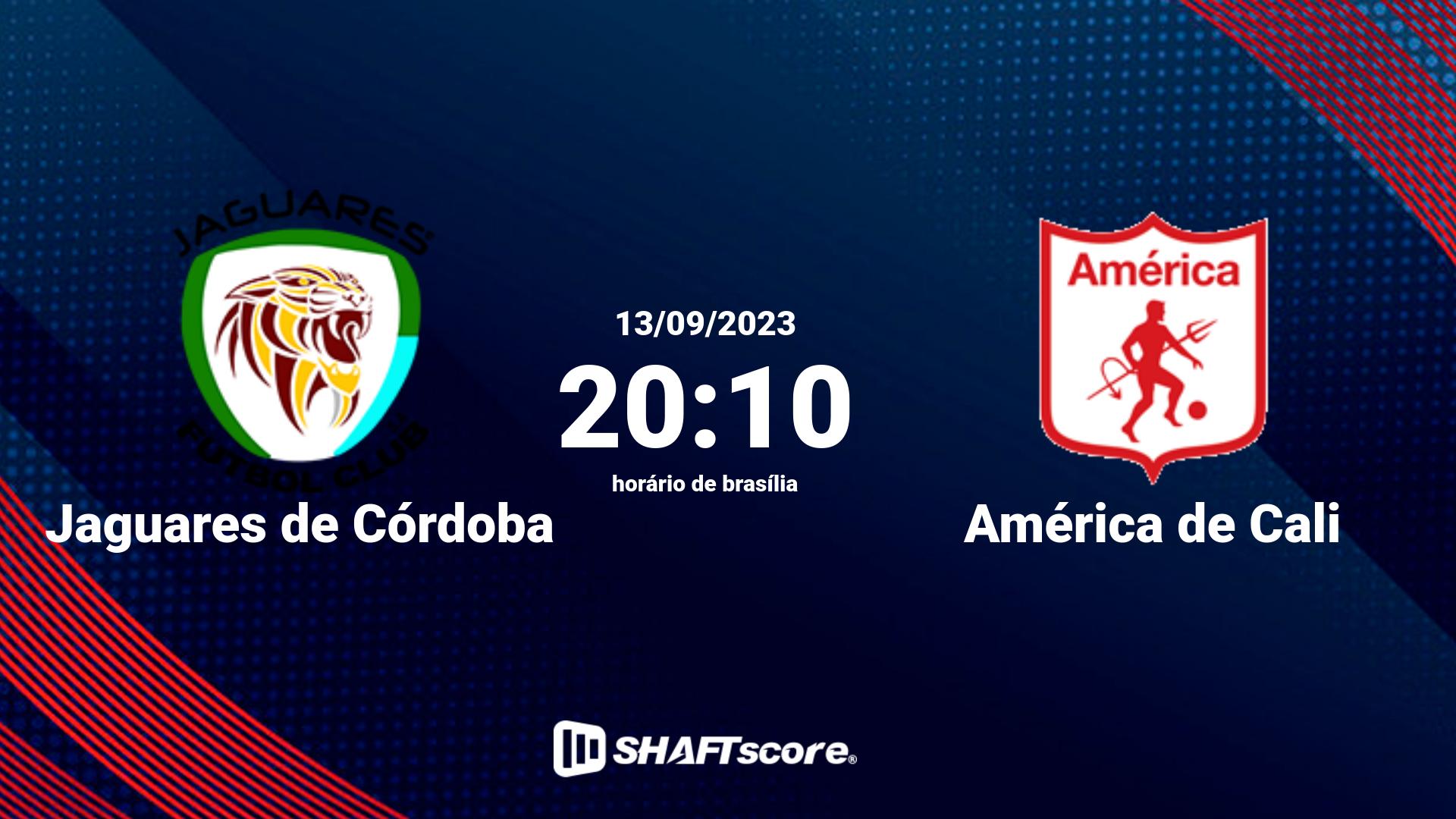 Estatísticas do jogo Jaguares de Córdoba vs América de Cali 13.09 20:10