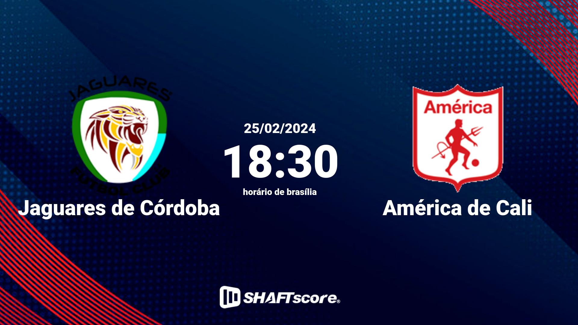 Estatísticas do jogo Jaguares de Córdoba vs América de Cali 25.02 18:30