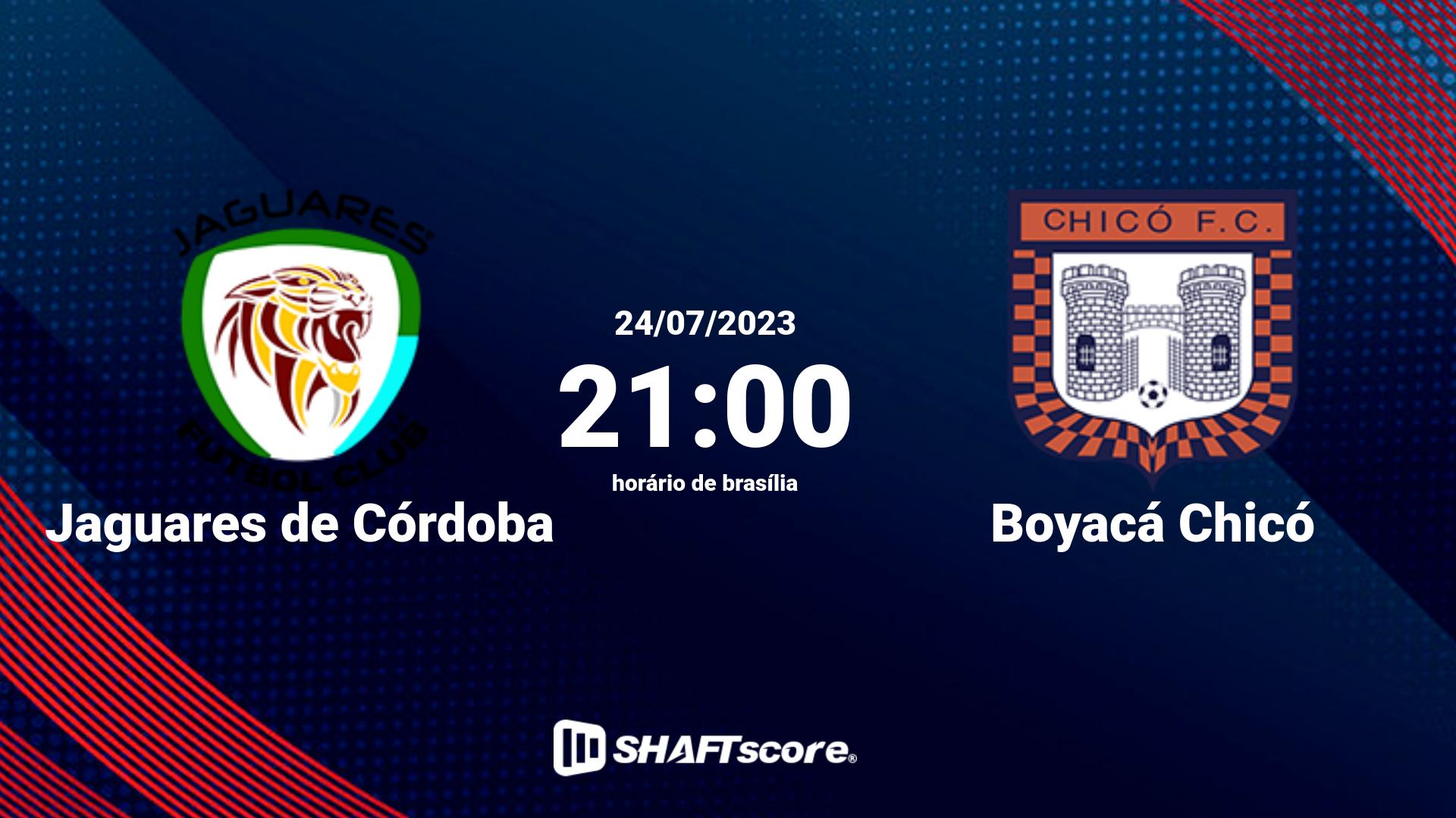 Estatísticas do jogo Jaguares de Córdoba vs Boyacá Chicó 24.07 21:00