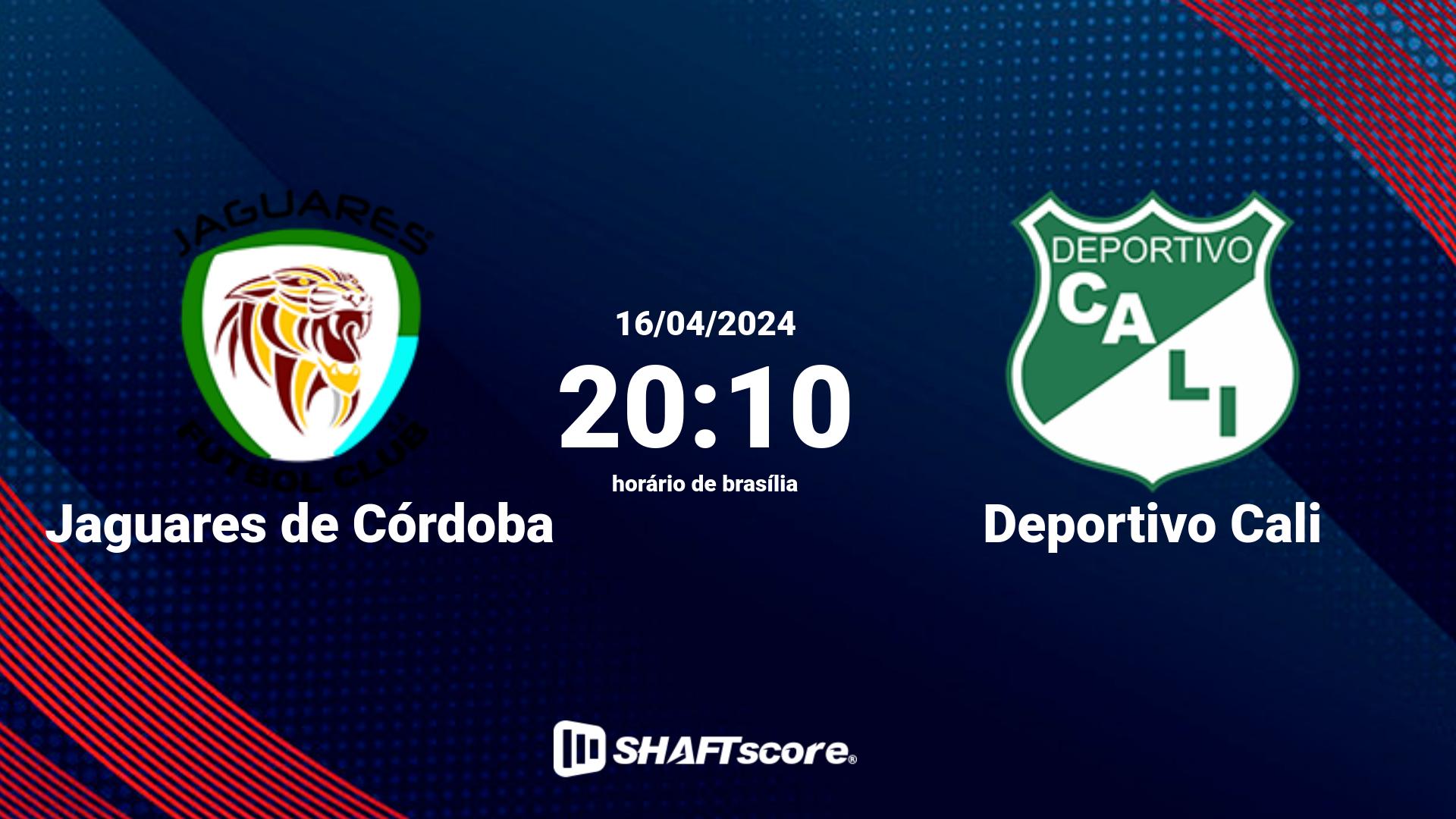 Estatísticas do jogo Jaguares de Córdoba vs Deportivo Cali 16.04 20:10