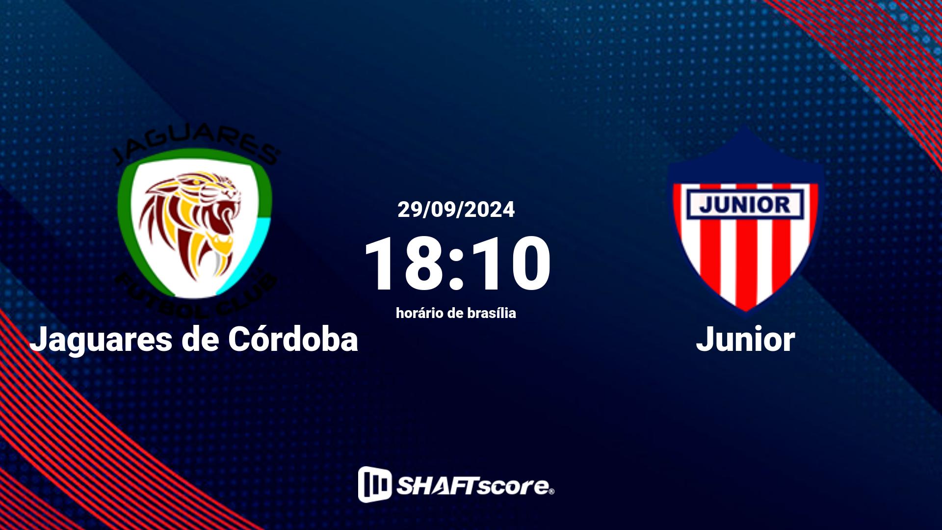 Estatísticas do jogo Jaguares de Córdoba vs Junior 29.09 18:10