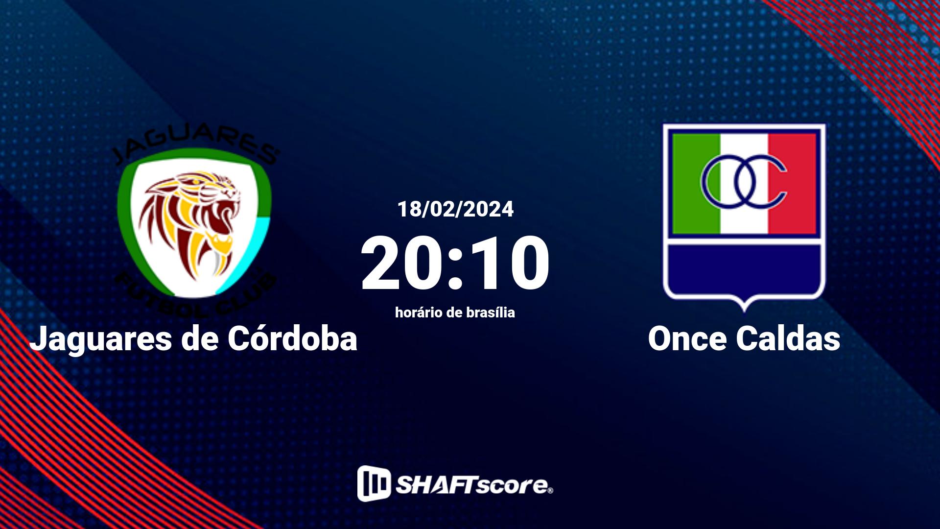 Estatísticas do jogo Jaguares de Córdoba vs Once Caldas 18.02 20:10