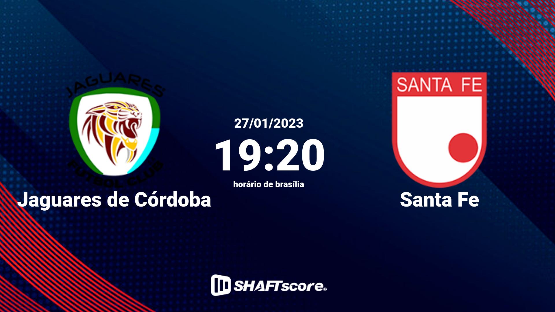 Estatísticas do jogo Jaguares de Córdoba vs Santa Fe 27.01 19:20