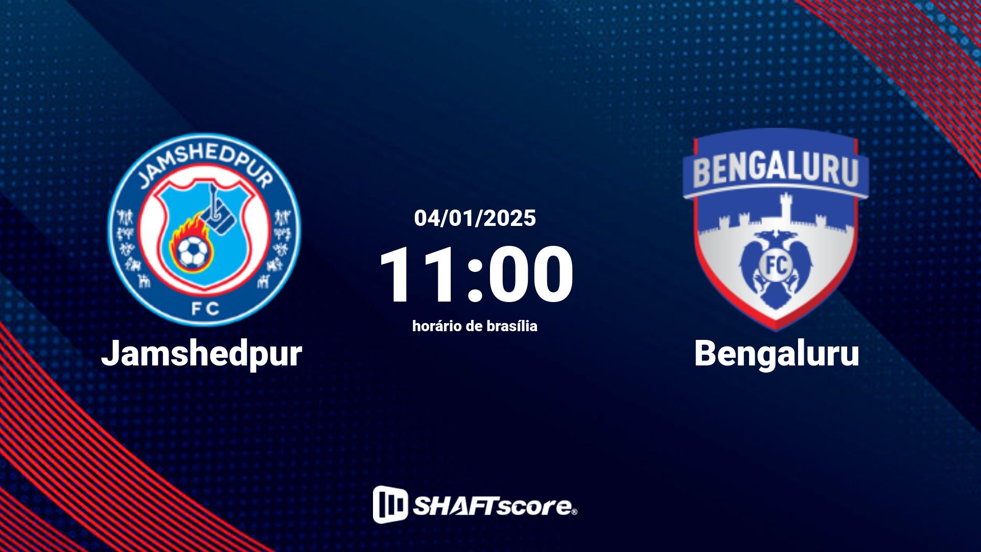 Estatísticas do jogo Jamshedpur vs Bengaluru 04.01 11:00