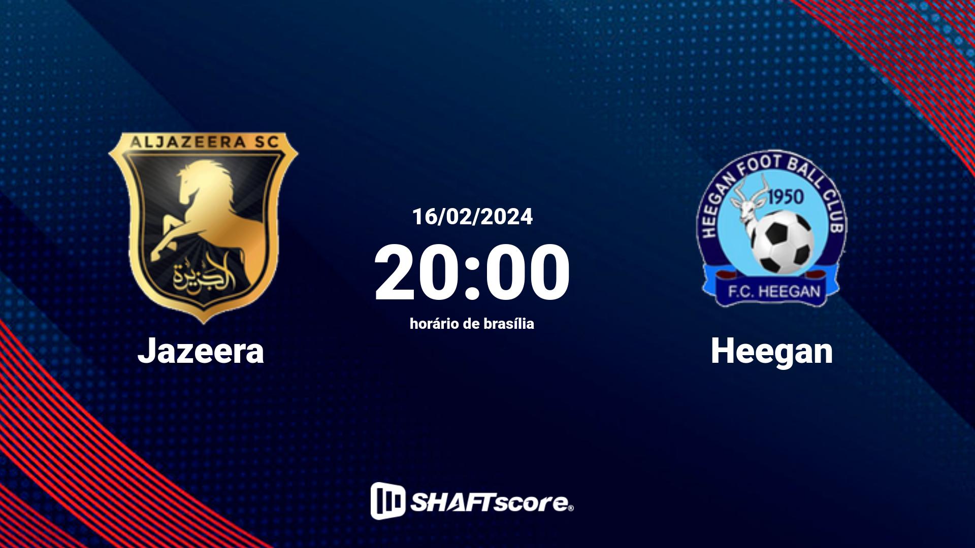 Estatísticas do jogo Jazeera vs Heegan 16.02 20:00