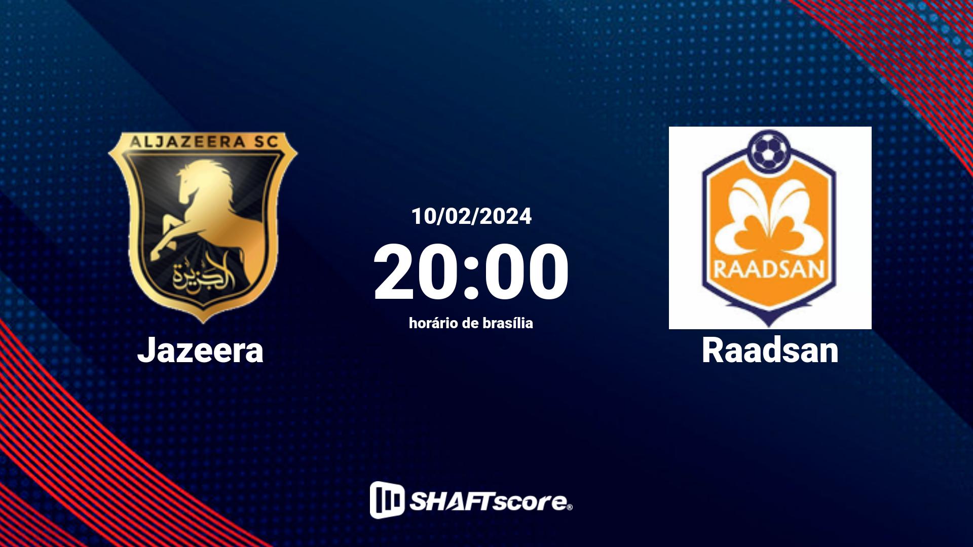 Estatísticas do jogo Jazeera vs Raadsan 10.02 20:00