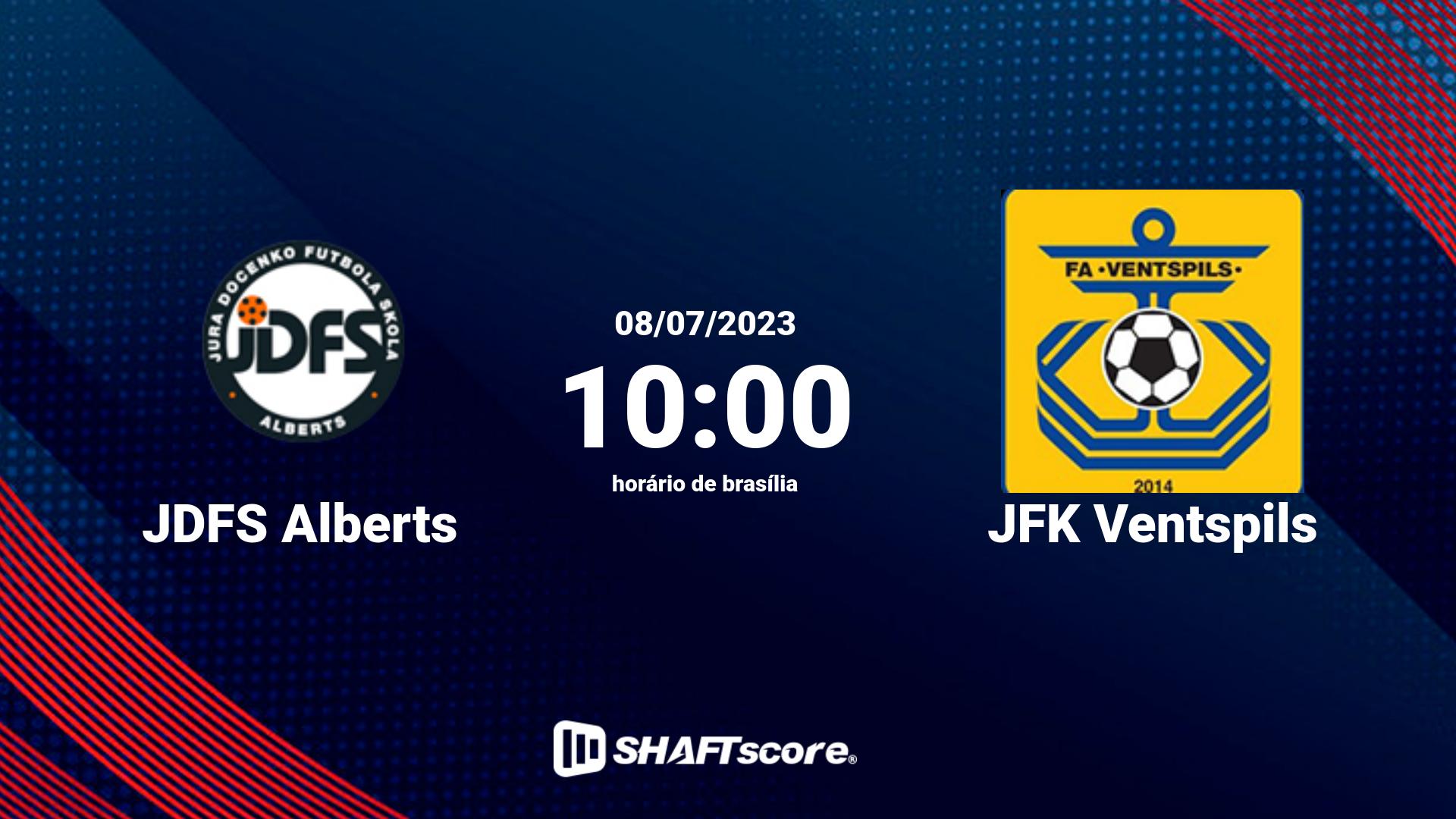 Estatísticas do jogo JDFS Alberts vs JFK Ventspils 08.07 10:00