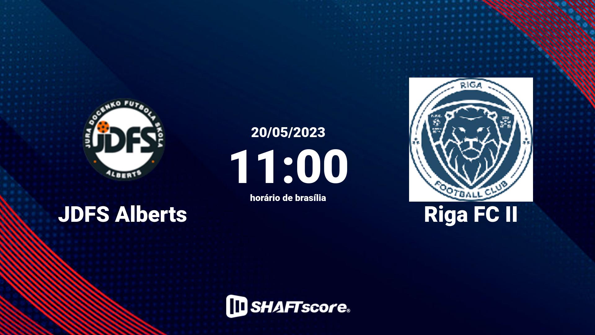 Estatísticas do jogo JDFS Alberts vs Riga FC II 20.05 11:00