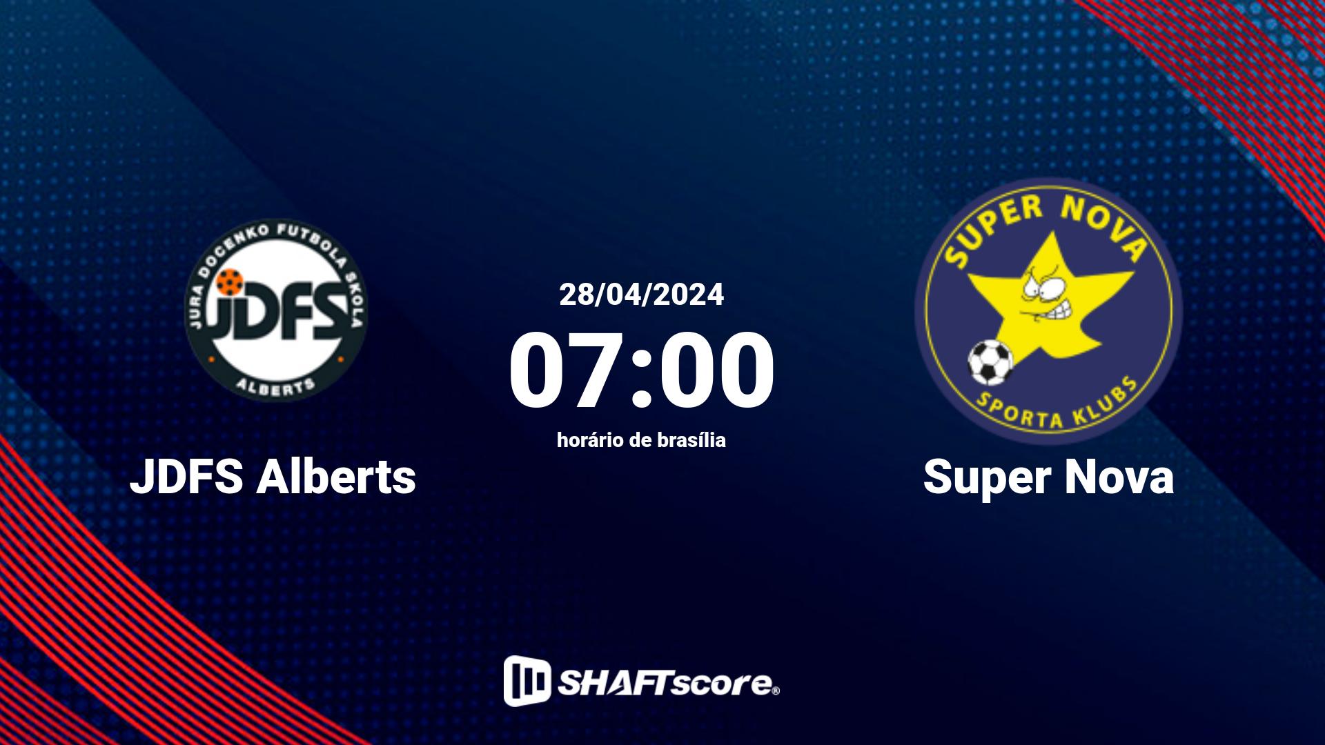 Estatísticas do jogo JDFS Alberts vs Super Nova 28.04 07:00