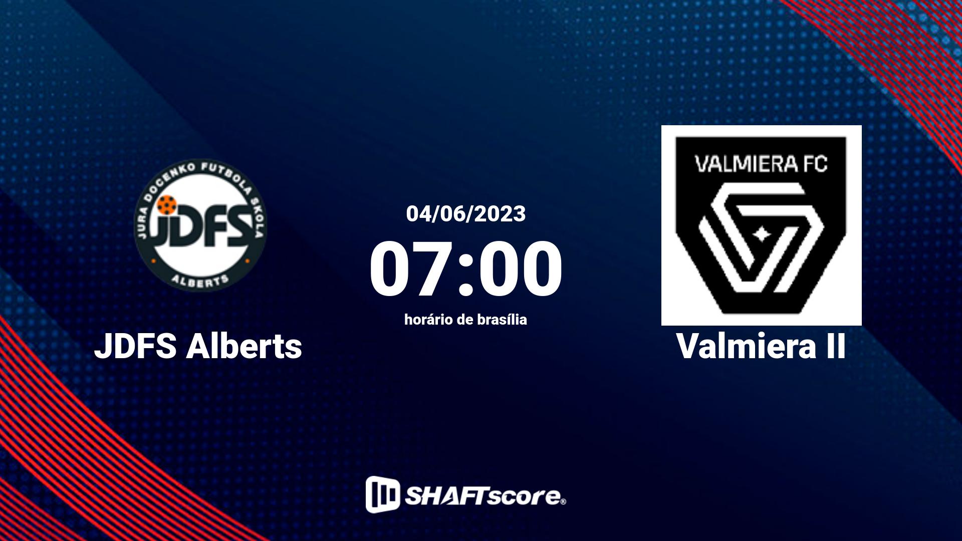 Estatísticas do jogo JDFS Alberts vs Valmiera II 04.06 07:00