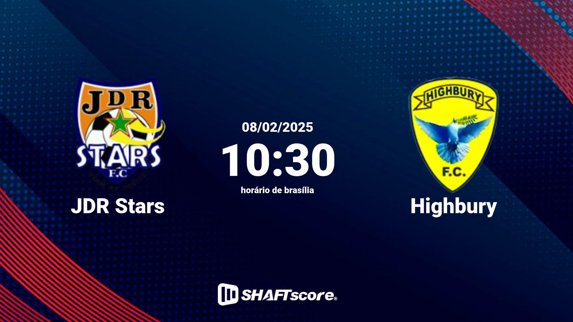 Estatísticas do jogo JDR Stars vs Highbury 08.02 10:30