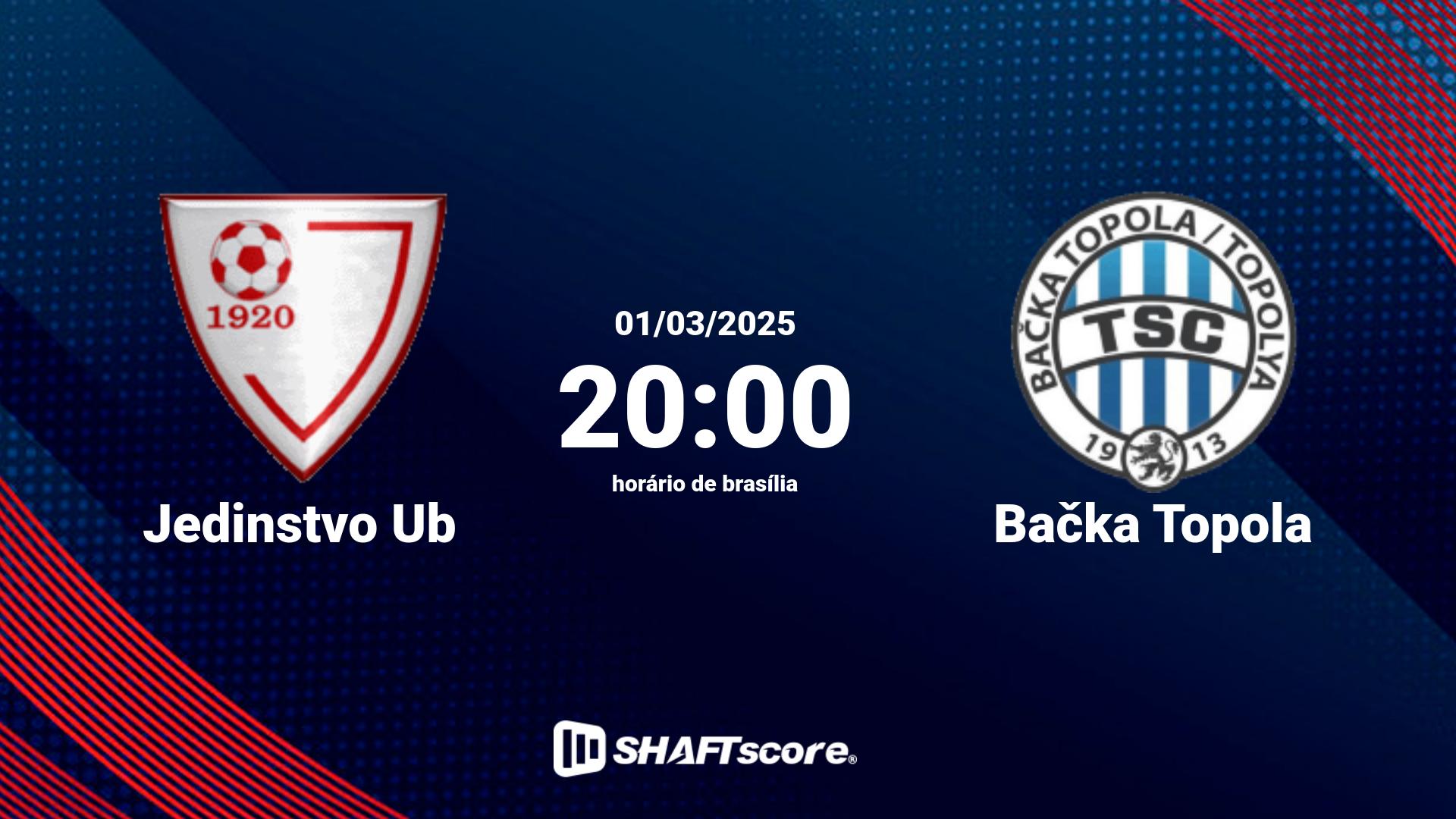 Estatísticas do jogo Jedinstvo Ub vs Bačka Topola 01.03 20:00