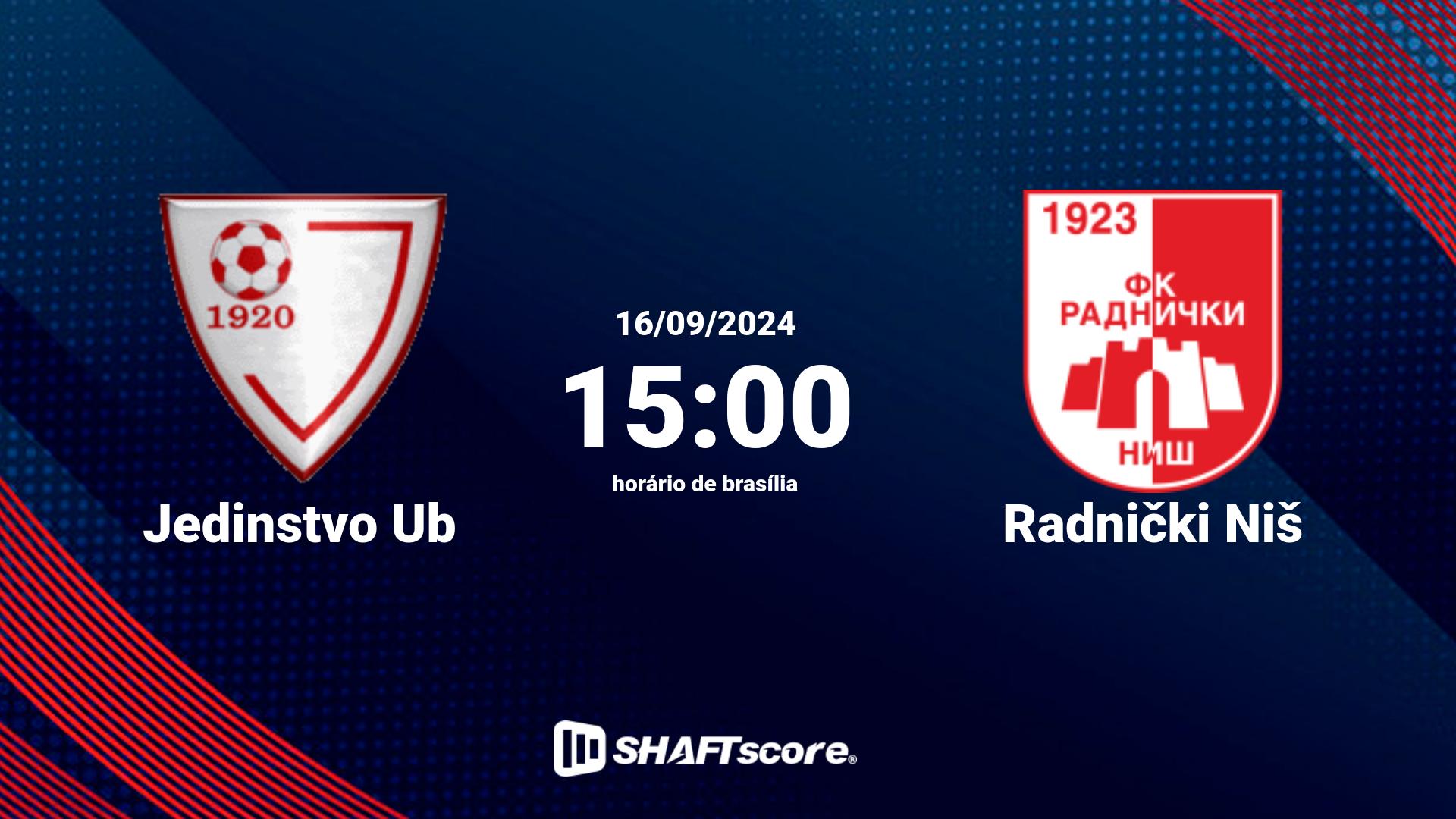 Estatísticas do jogo Jedinstvo Ub vs Radnički Niš 16.09 15:00