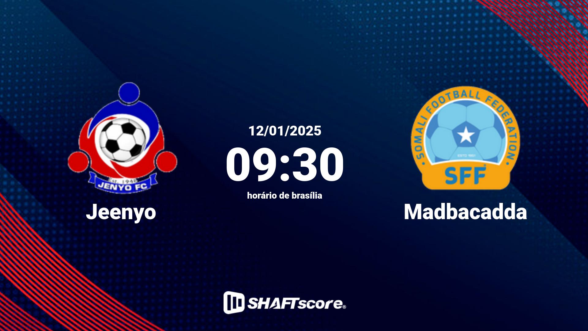 Estatísticas do jogo Jeenyo vs Madbacadda 12.01 09:30