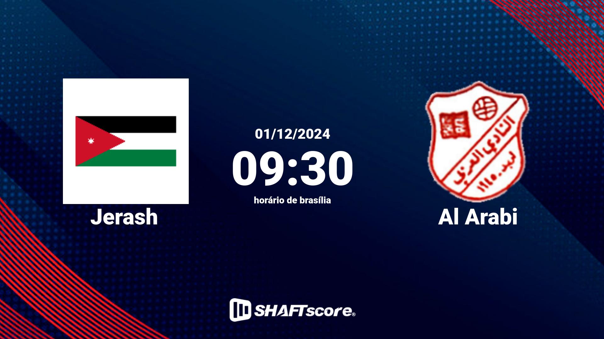 Estatísticas do jogo Jerash vs Al Arabi 01.12 09:30