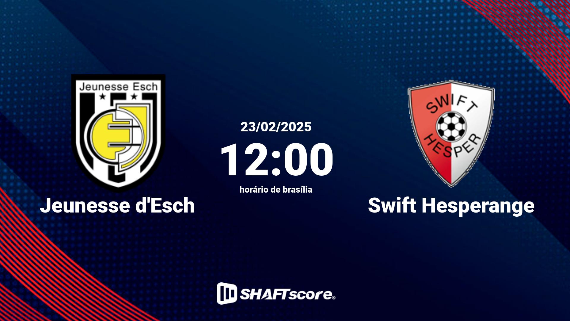 Estatísticas do jogo Jeunesse d'Esch vs Swift Hesperange 23.02 12:00