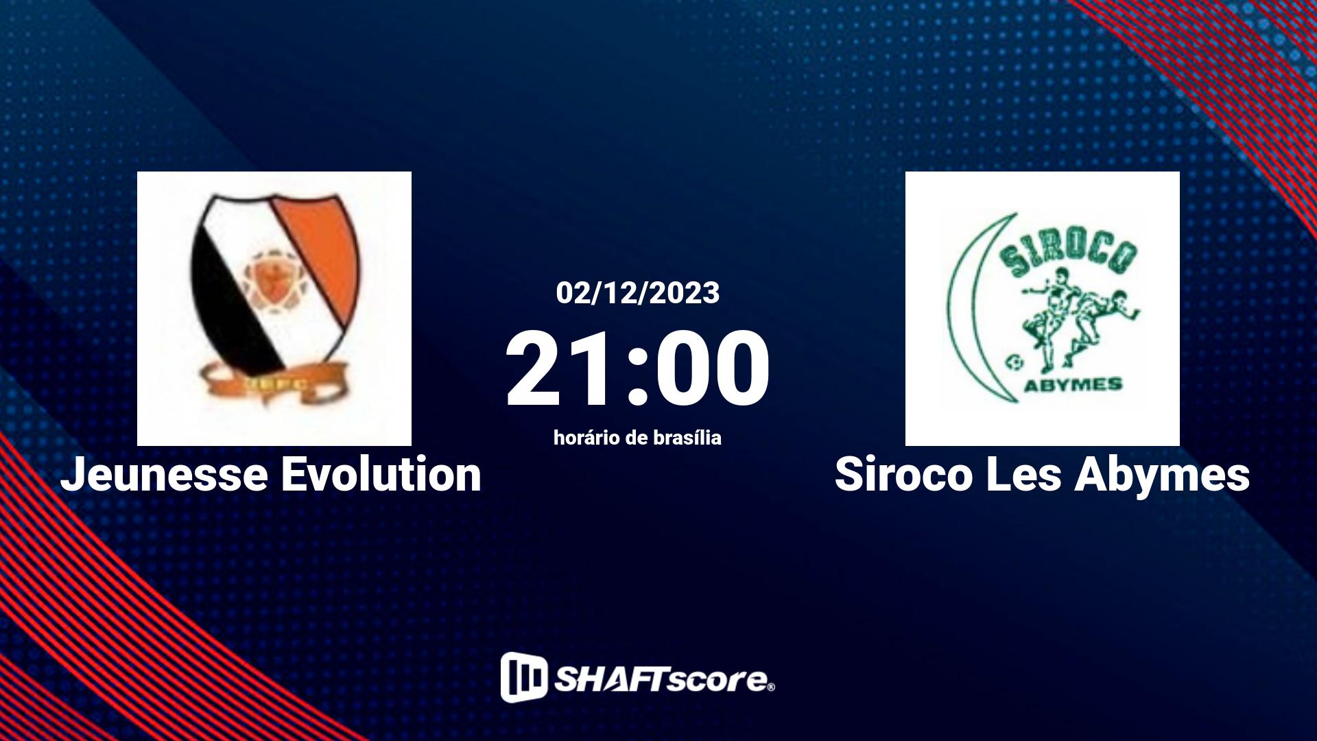 Estatísticas do jogo Jeunesse Evolution vs Siroco Les Abymes 02.12 21:00