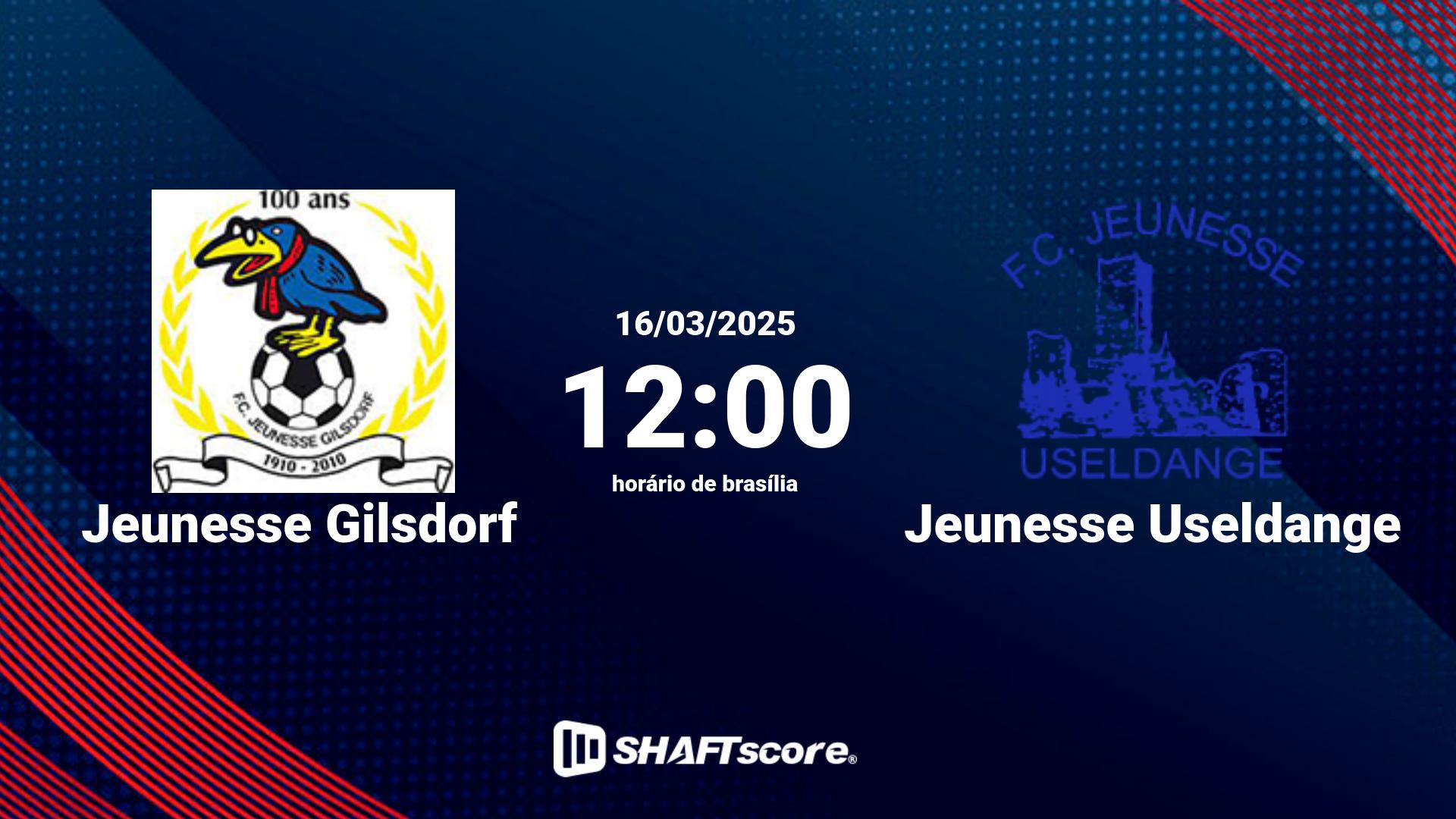 Estatísticas do jogo Jeunesse Gilsdorf vs Jeunesse Useldange 16.03 12:00