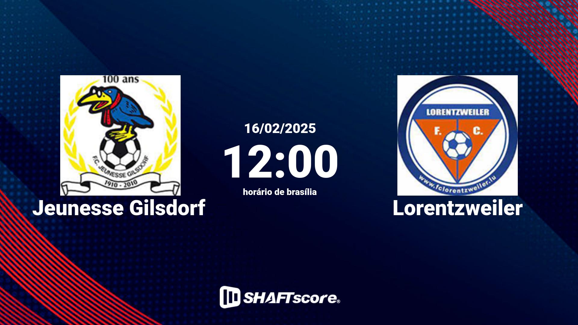 Estatísticas do jogo Jeunesse Gilsdorf vs Lorentzweiler 16.02 12:00