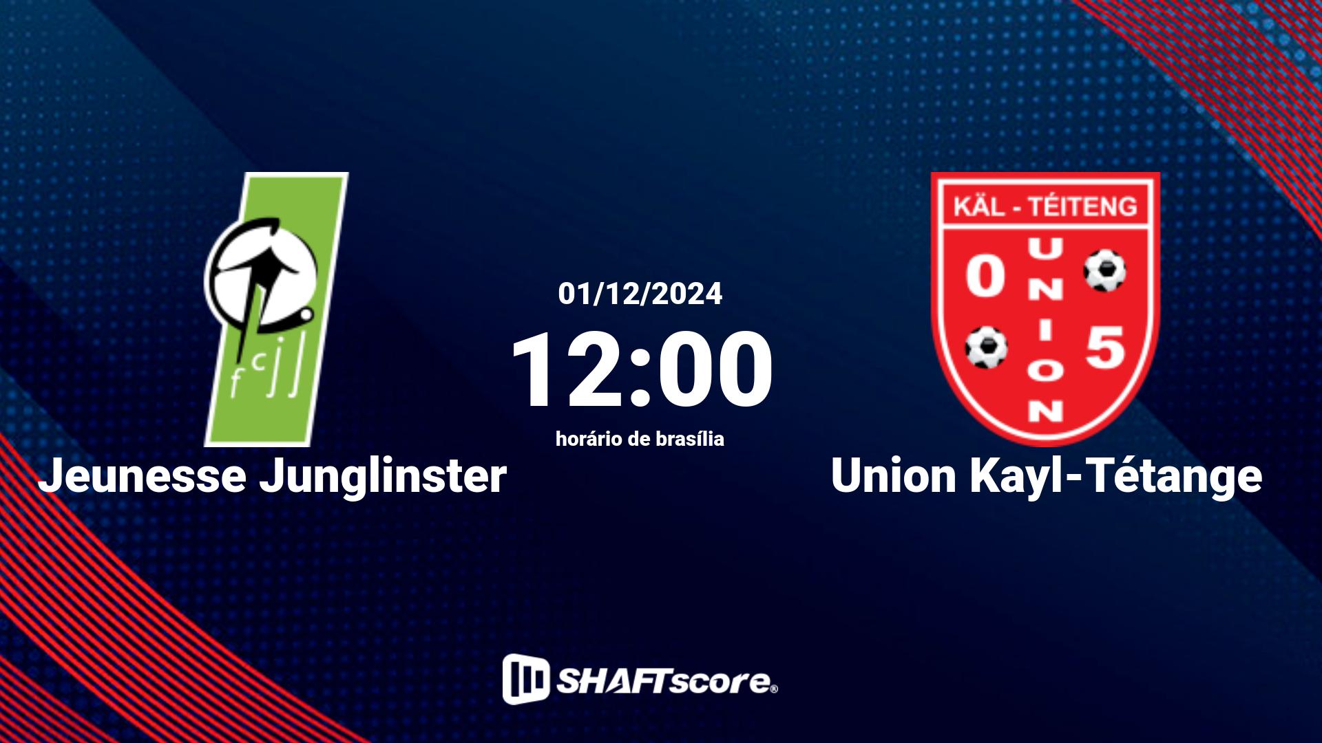 Estatísticas do jogo Jeunesse Junglinster vs Union Kayl-Tétange 01.12 12:00