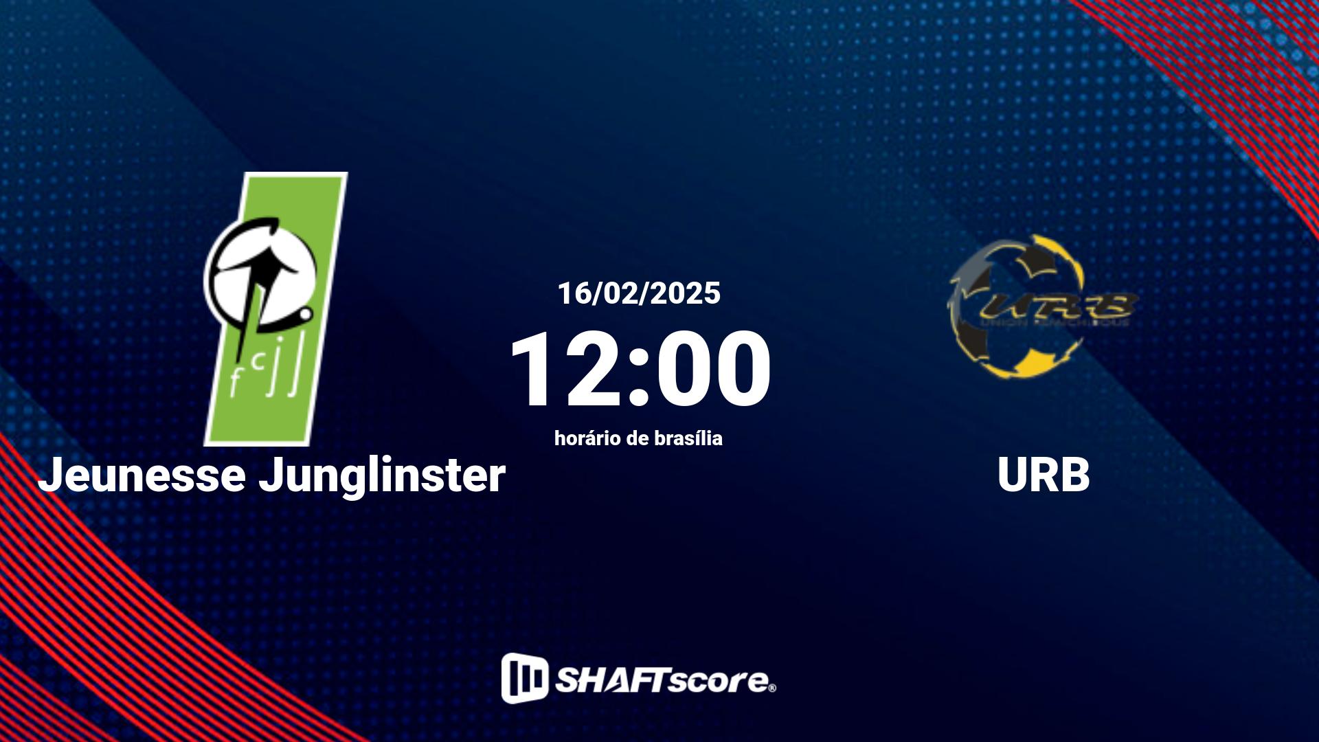 Estatísticas do jogo Jeunesse Junglinster vs URB 16.02 12:00