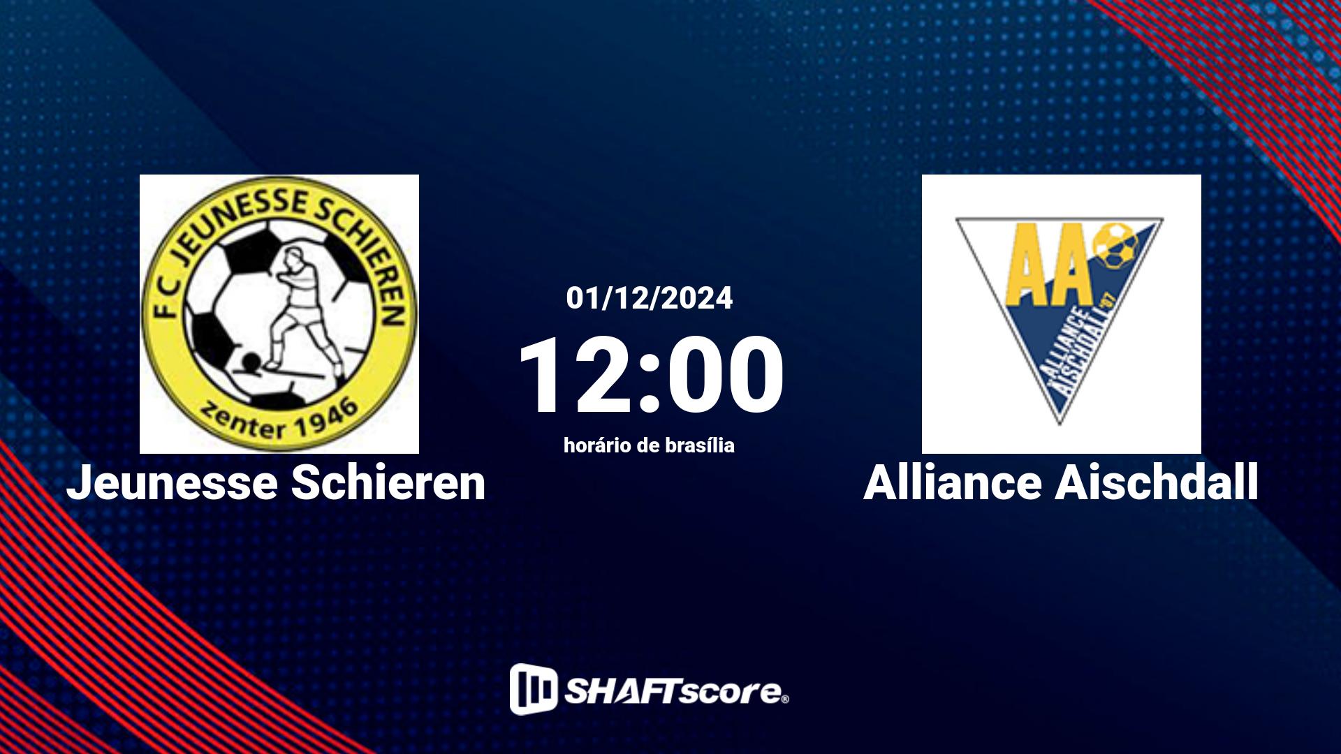 Estatísticas do jogo Jeunesse Schieren vs Alliance Aischdall 01.12 12:00