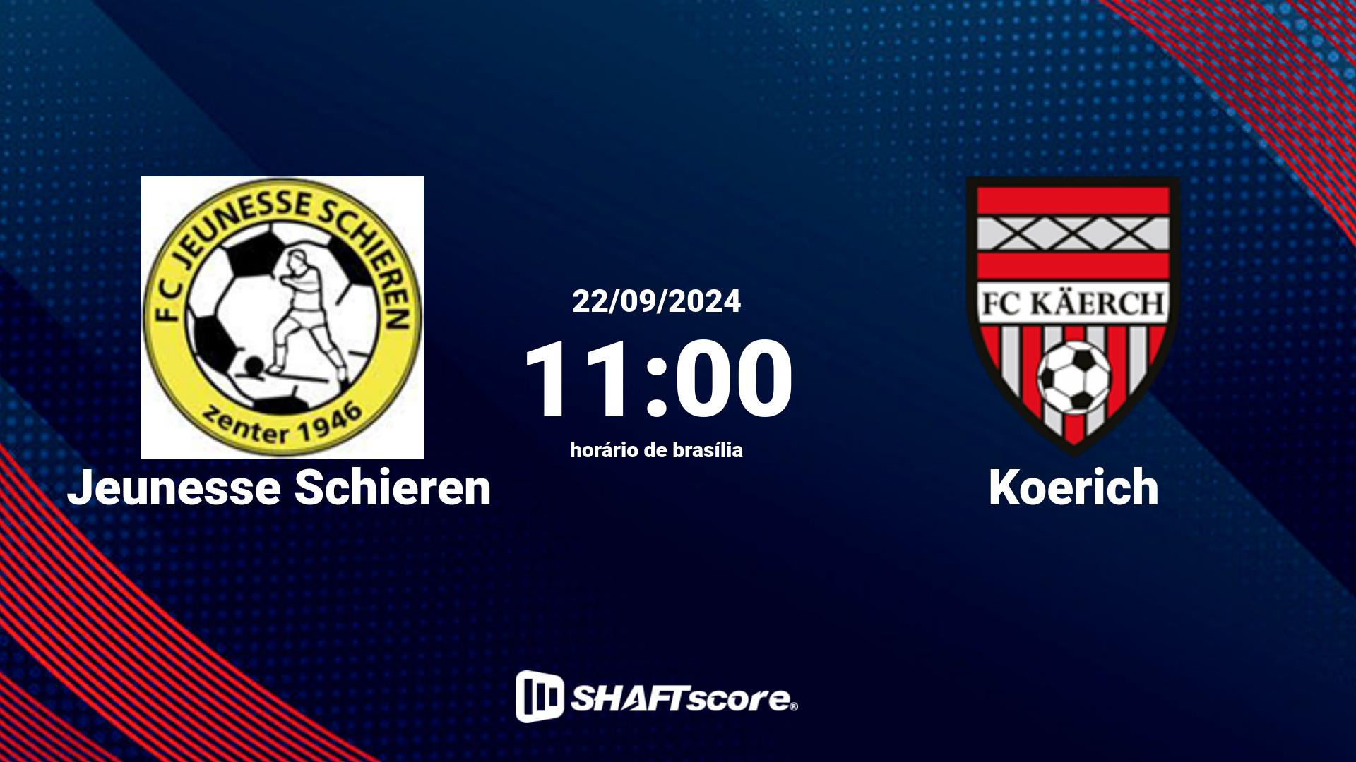 Estatísticas do jogo Jeunesse Schieren vs Koerich 22.09 11:00