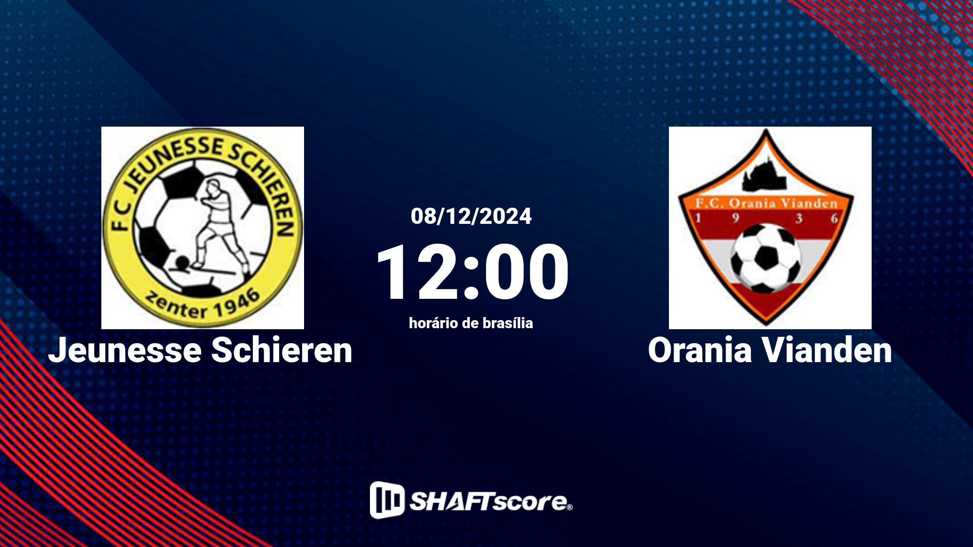 Estatísticas do jogo Jeunesse Schieren vs Orania Vianden 08.12 12:00