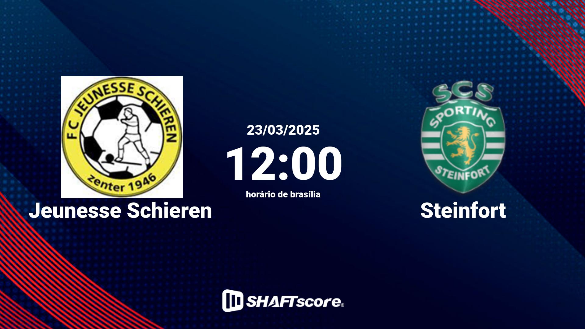 Estatísticas do jogo Jeunesse Schieren vs Steinfort 23.03 12:00