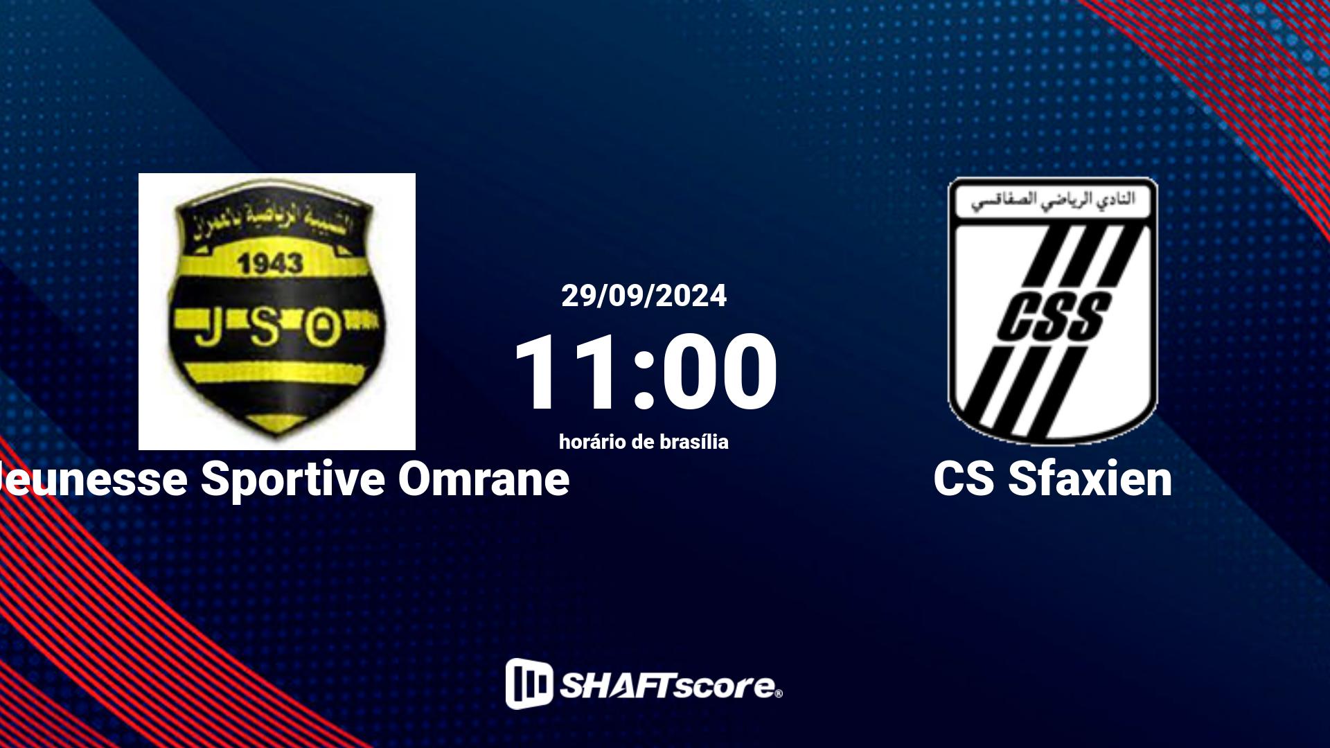 Estatísticas do jogo Jeunesse Sportive Omrane vs CS Sfaxien 29.09 11:00