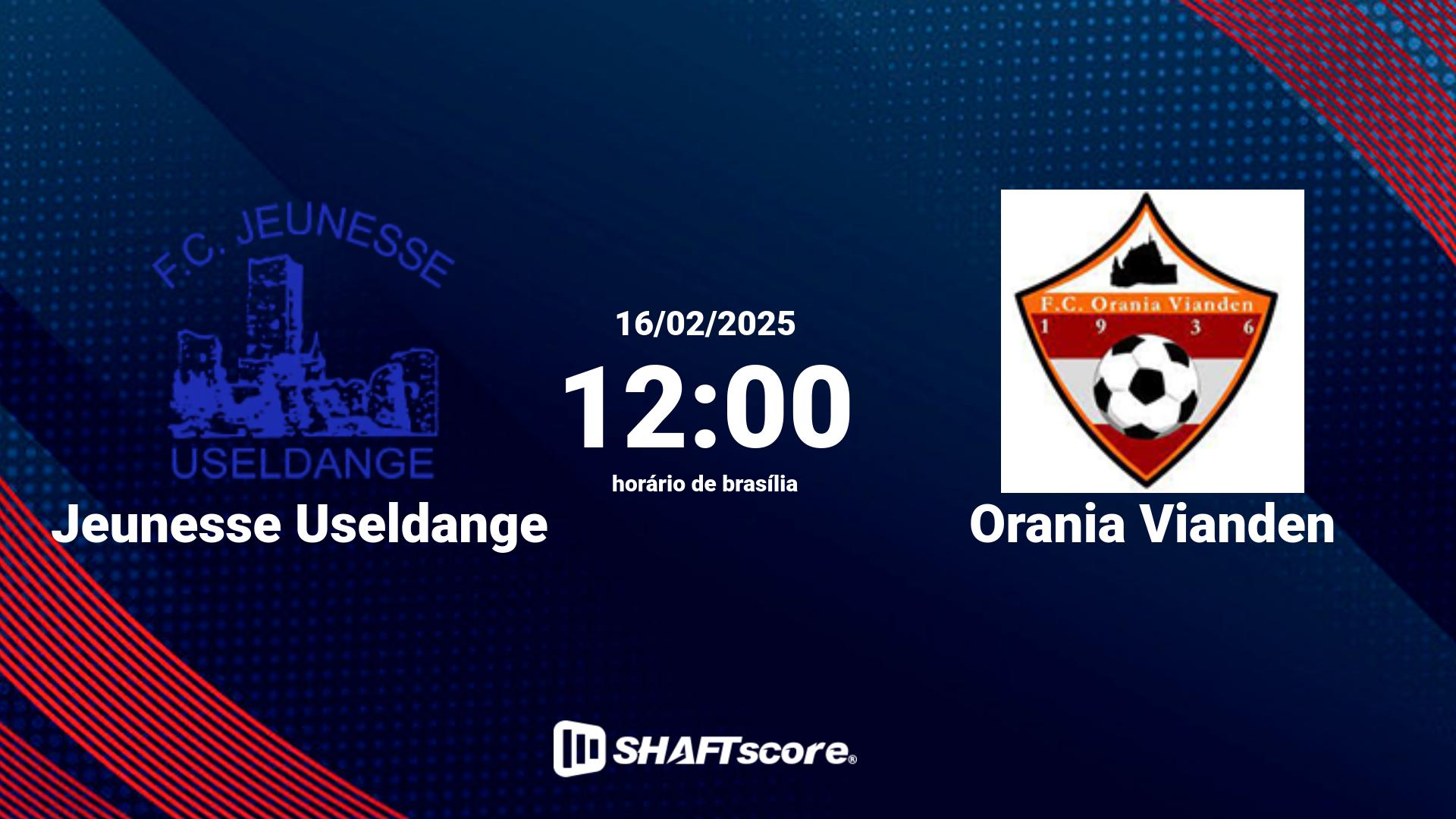 Estatísticas do jogo Jeunesse Useldange vs Orania Vianden 16.02 12:00