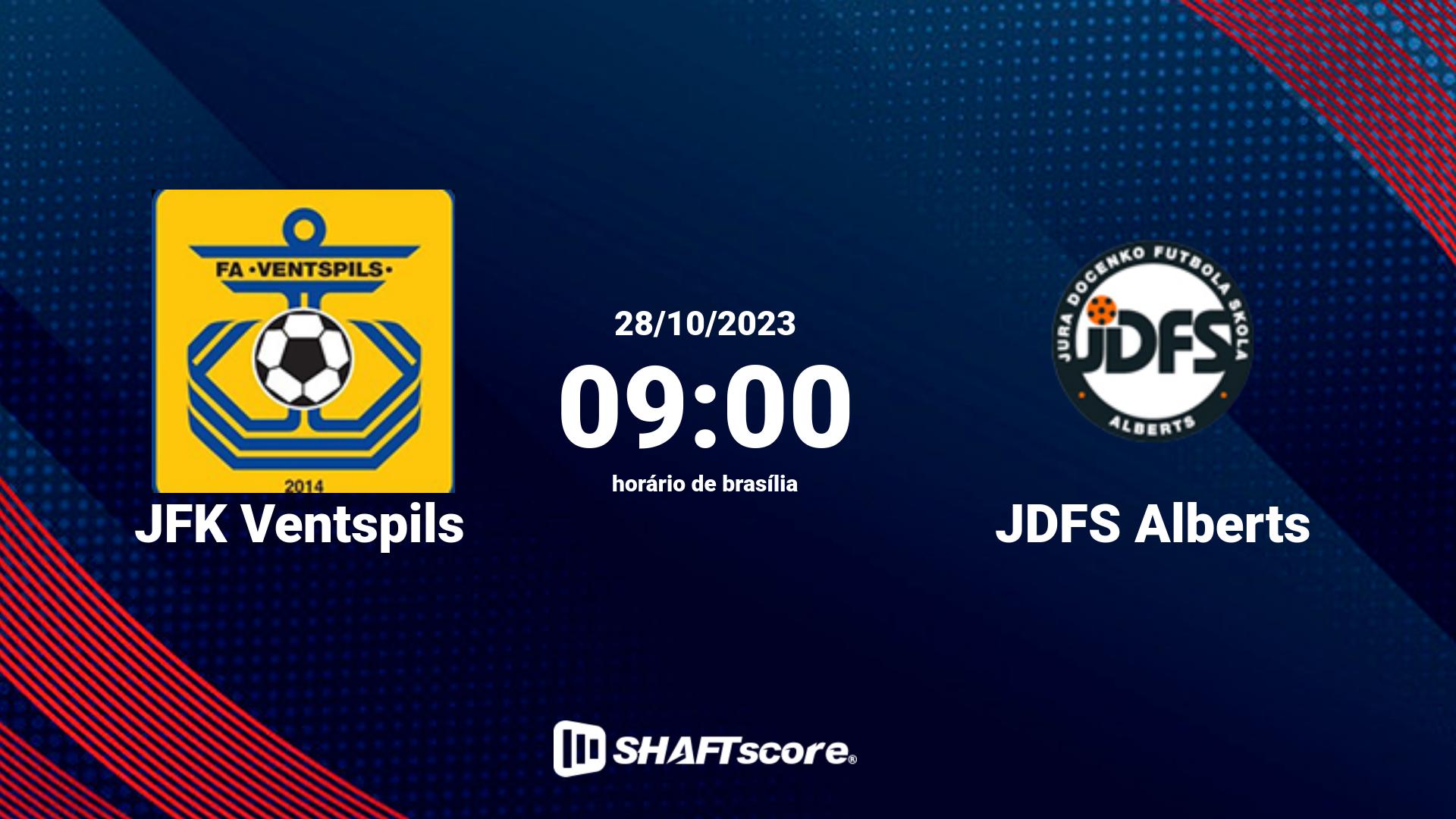 Estatísticas do jogo JFK Ventspils vs JDFS Alberts 28.10 09:00