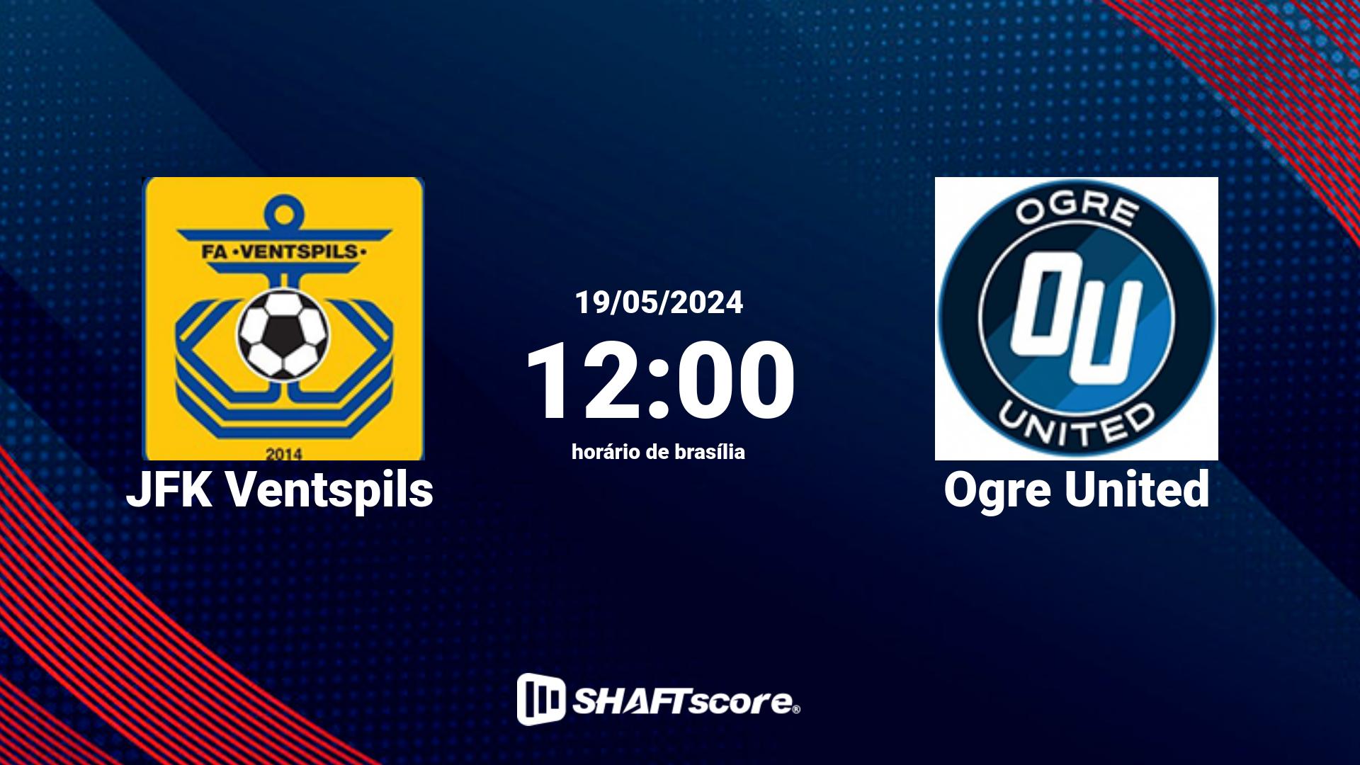 Estatísticas do jogo JFK Ventspils vs Ogre United 19.05 12:00