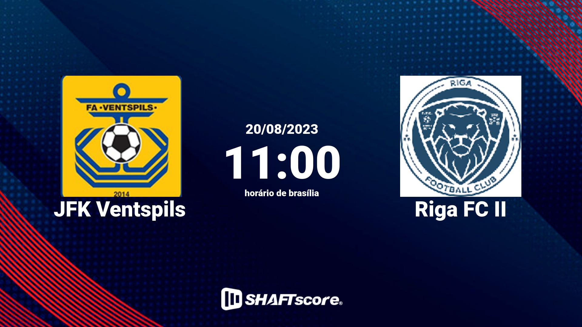 Estatísticas do jogo JFK Ventspils vs Riga FC II 20.08 11:00