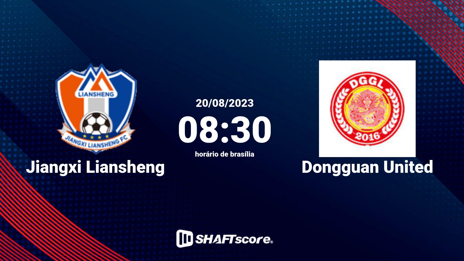 Estatísticas do jogo Jiangxi Liansheng vs Dongguan United 20.08 08:30