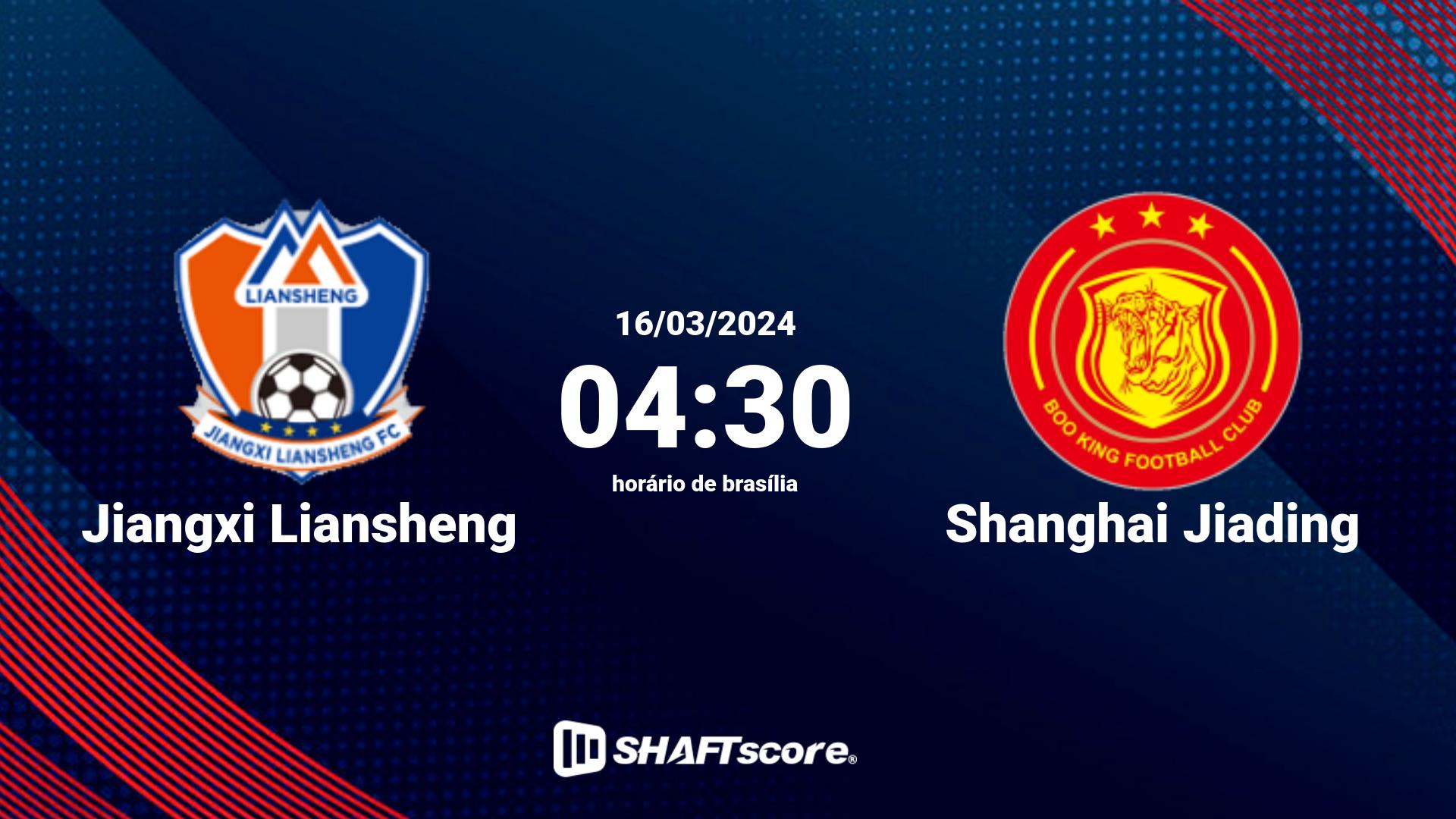 Estatísticas do jogo Jiangxi Liansheng vs Shanghai Jiading 16.03 04:30