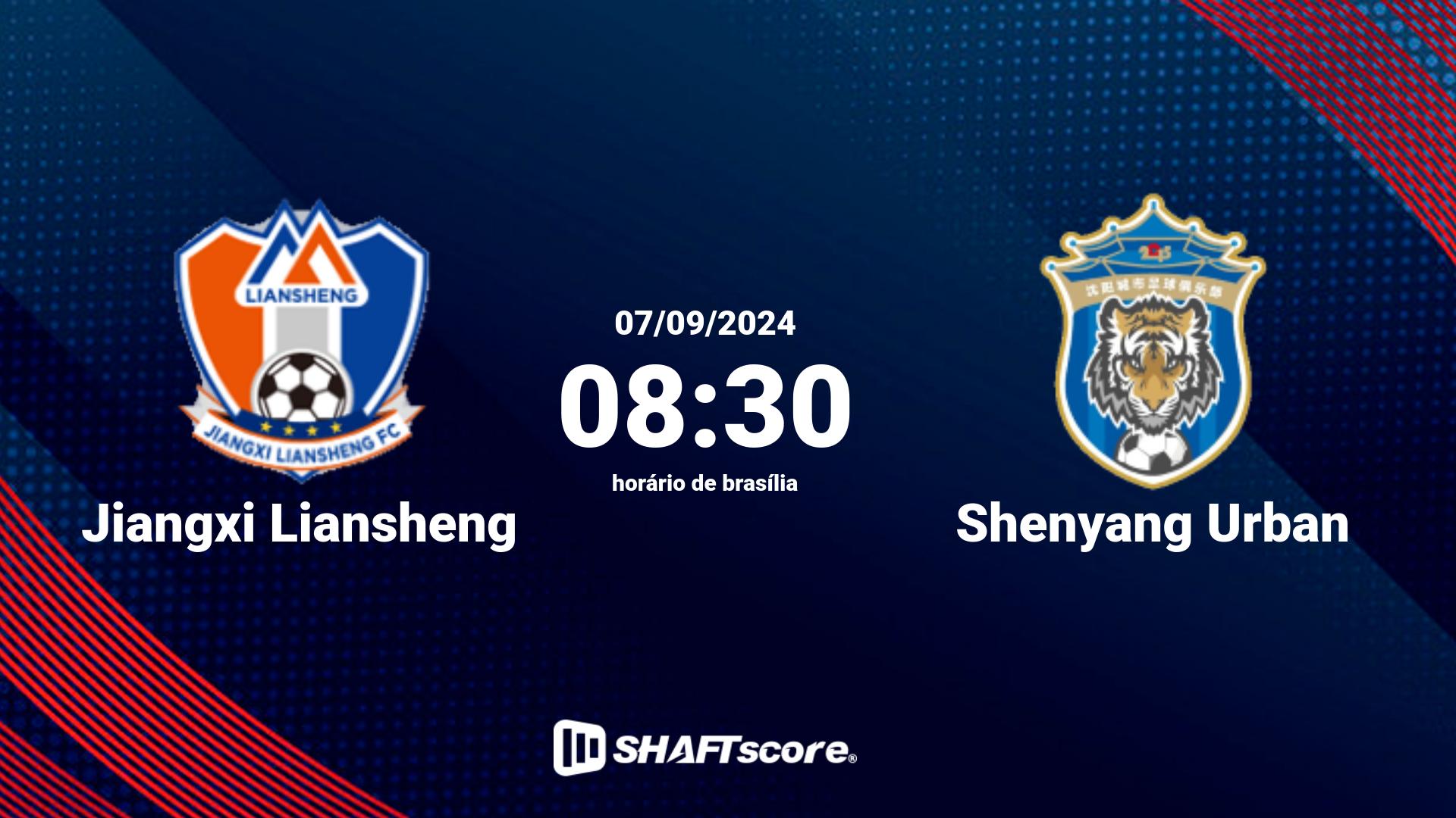 Estatísticas do jogo Jiangxi Liansheng vs Shenyang Urban 07.09 08:30